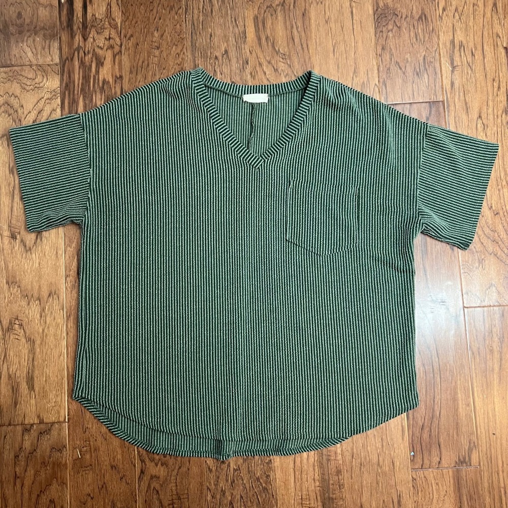 Altard State Alessia Ribbed Tunic Top Short Sleeve Pocket T Shirt Womens XL